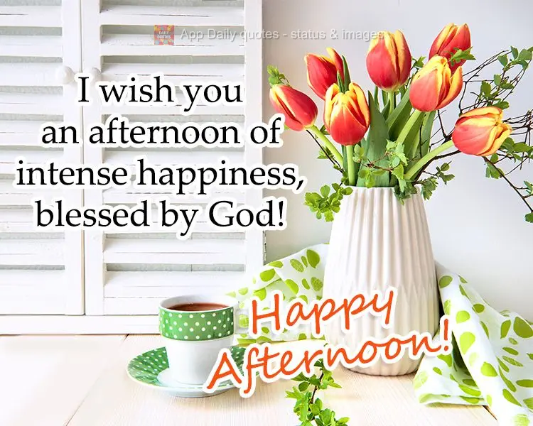 I wish you an afternoon of intense happiness, blessed by God! Good afternoon!