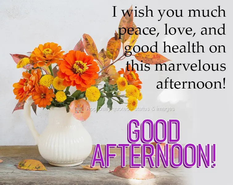I wish you much peace, love, and good health on this marvelous afternoon! Good afternoon!