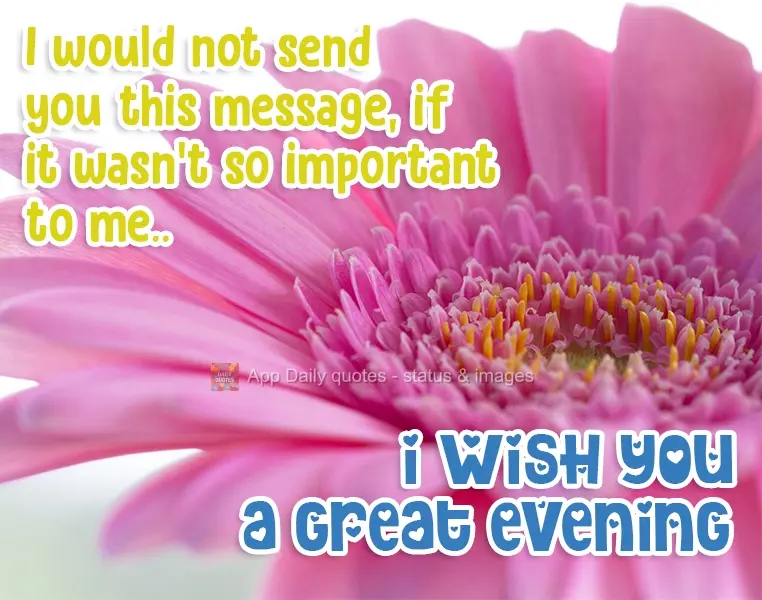 I would not send you this message if you weren't important to me. I wish you a Great Afternoon!