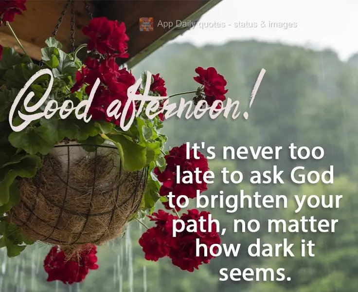 It's never too late to ask God to illuminate your path, no matter how dark it seems.  Good afternoon! 