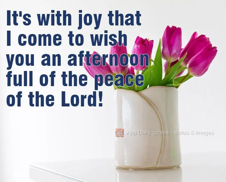 It's with joy that I come to wish you an afternoon full of the Lord's peace!