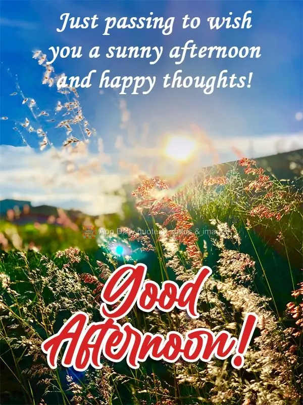 Just passing by to wish you a sunny afternoon and happy thoughts! Good Afternoon!