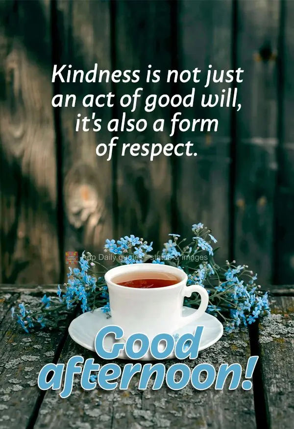 Kindness is not just an act of good will, it's also a form of respect. Good afternoon!