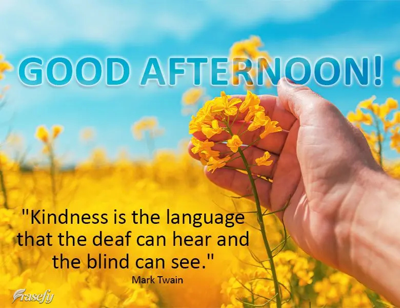 "Kindness is the language that the deaf can hear and the blind can see." Good afternoon! Mark Twain