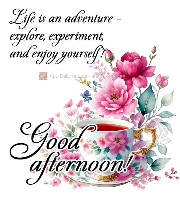 Life is an adventure - explore, experiment, and enjoy yourself! Good afternoon!