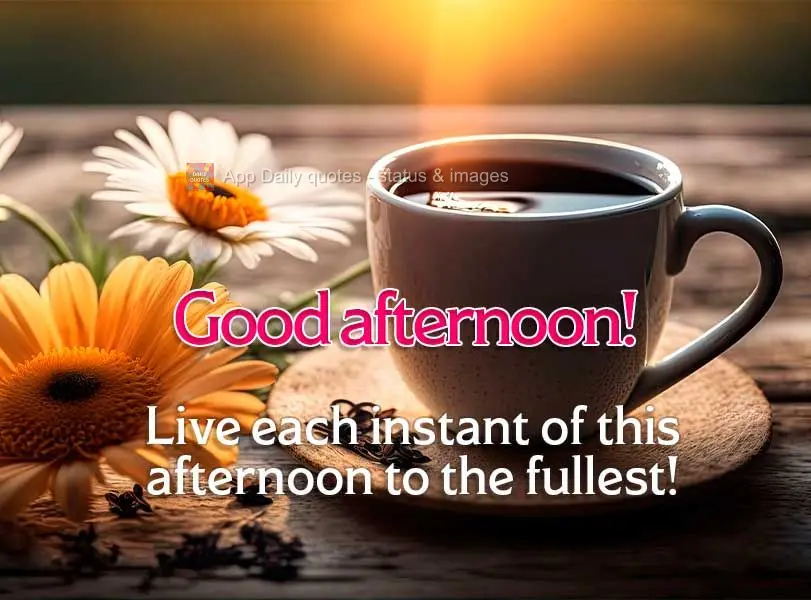 Live each moment of this afternoon to the fullest! Good afternoon!