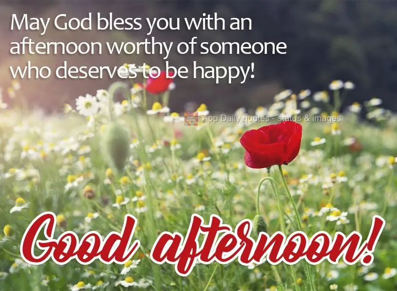 May God bless you with an afternoon worthy of someone who deserves to be happy! Good afternoon!