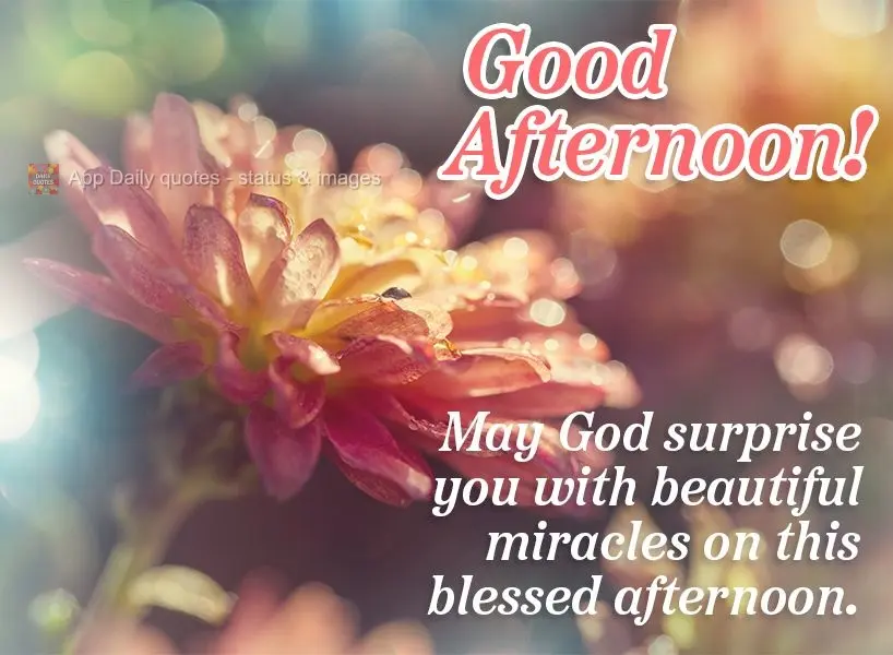 May God surprise you with beautiful miracles on this blessed afternoon. Good afternoon!