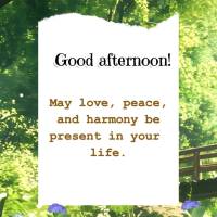 May love, peace, and harmony be present in your life. Good afternoon!