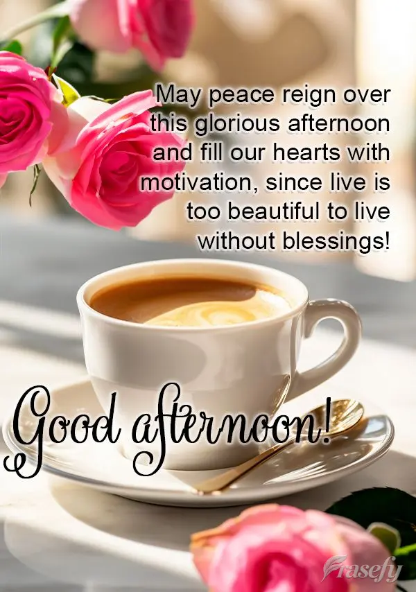 May peace reign over this glorious afternoon and fill our hearts with motivation, since live is too beautiful to live without blessings! Good afternoon!...