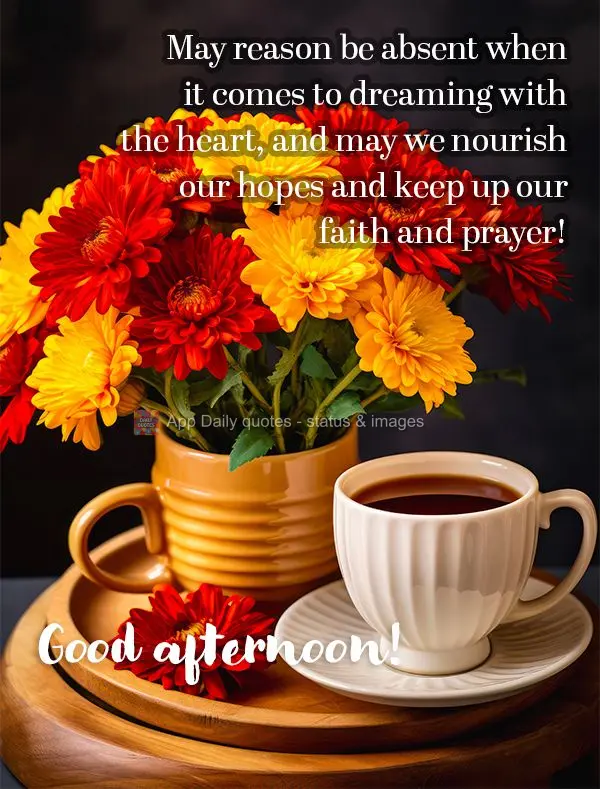 May reason be absent when it comes to dreaming with the heart, and may we nourish our hopes and keep up our faith and prayer! Good afternoon!