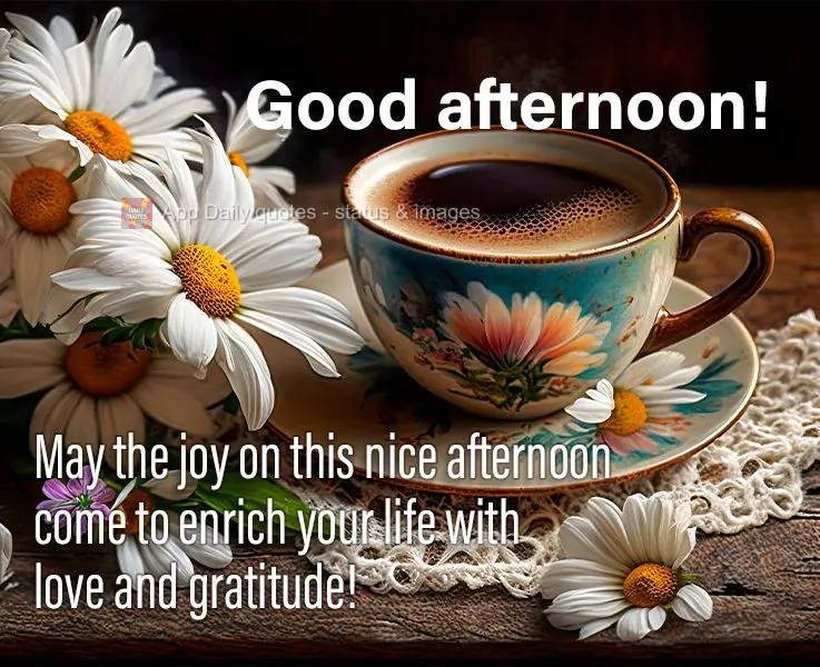 May the joy on this nice afternoon come to enrich your life with love and gratitude! Good afternoon!