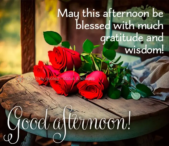 May this afternoon be blessed with much gratitude and wisdom! Good afternoon!