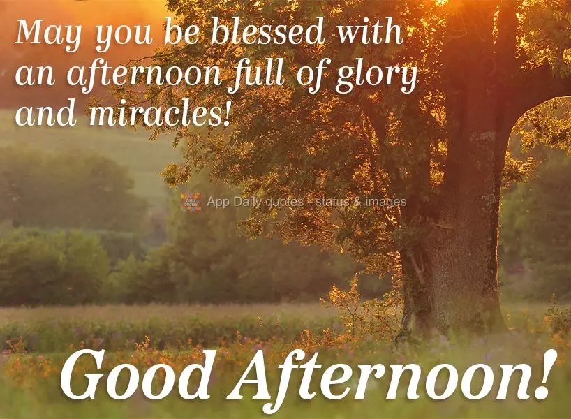 May you be blessed with an afternoon full of glory and miracles! Good afternoon!