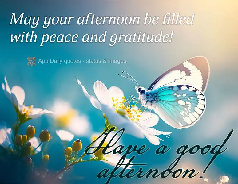 May your afternoon be filled with peace and gratitude! Have a good afternoon!
