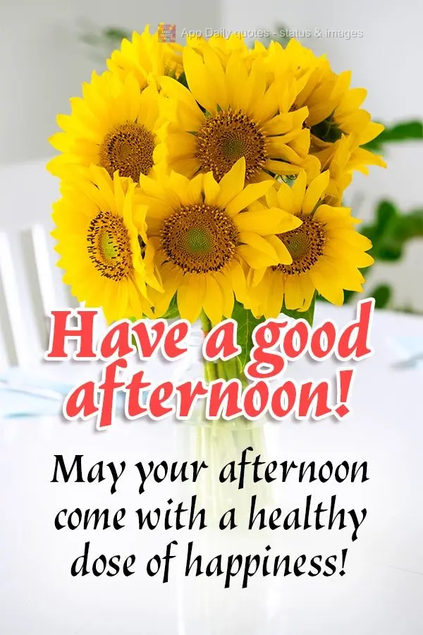 May your afternoon come with a healthy dose of happiness! Have a good afternoon!