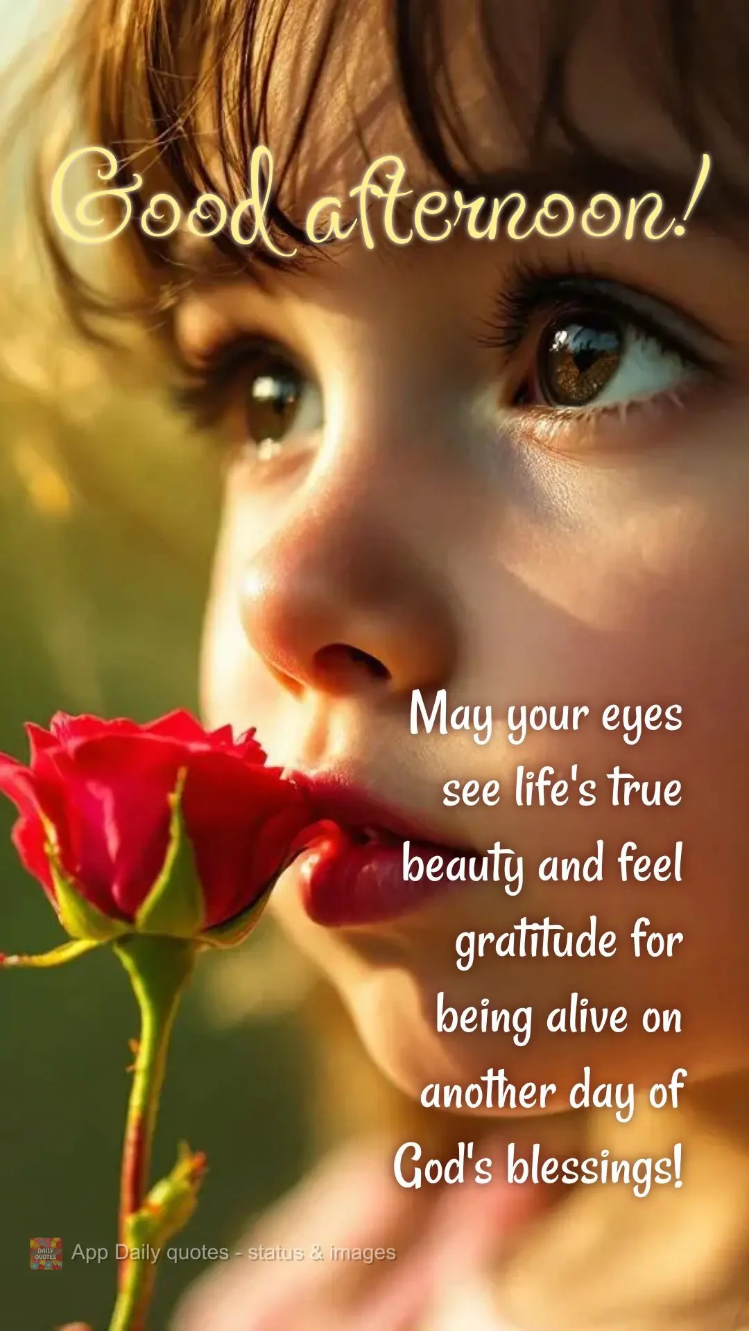 May your eyes see life's true beauty and feel gratitude for being alive on another day of God's blessings! Good afternoon! 