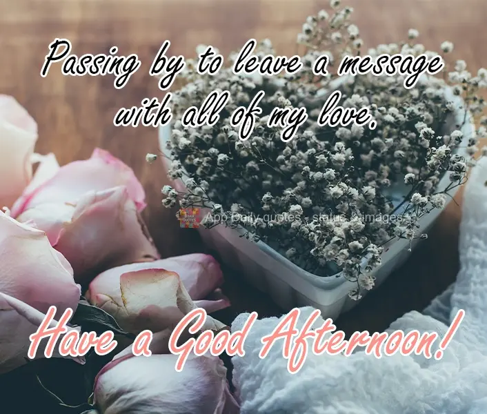 Passing by to leave a message with all of my love. Have a Good Afternoon!