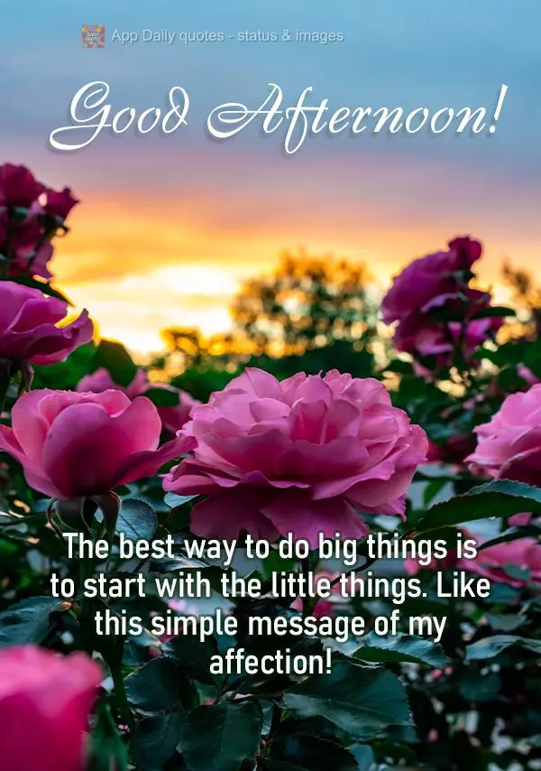 The best way to do big things is to start with the little things. Like this simple message of my affection! Good afternoon!