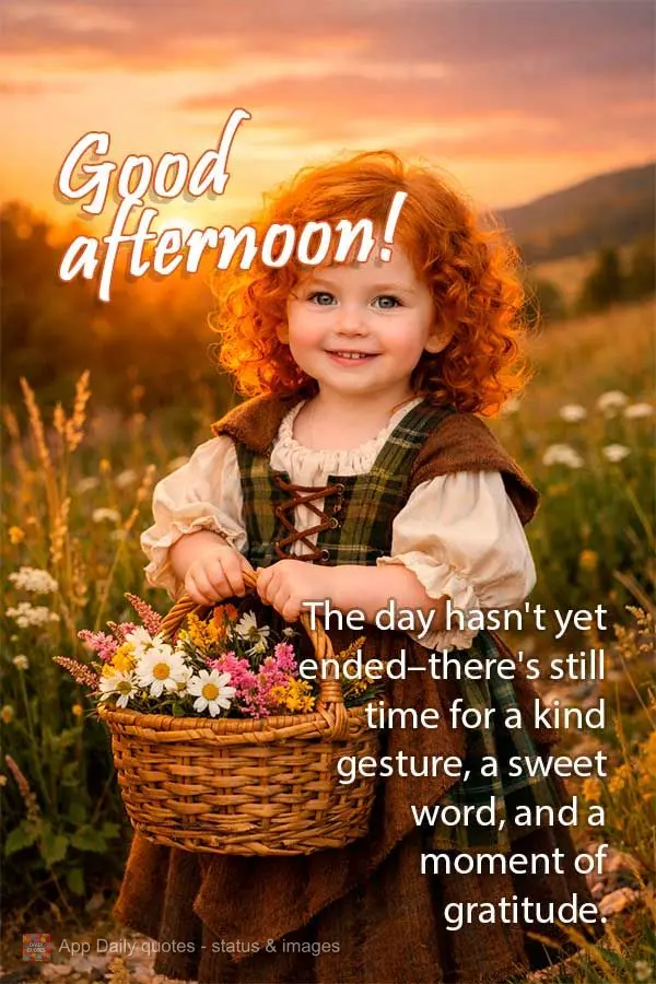 The day hasn't yet ended–there's still time for a kind gesture, a sweet word, and a moment of gratitude. Good afternoon!