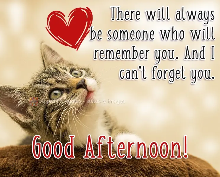 There will always be someone who will remember you. And I can't forget you. Good Afternoon!