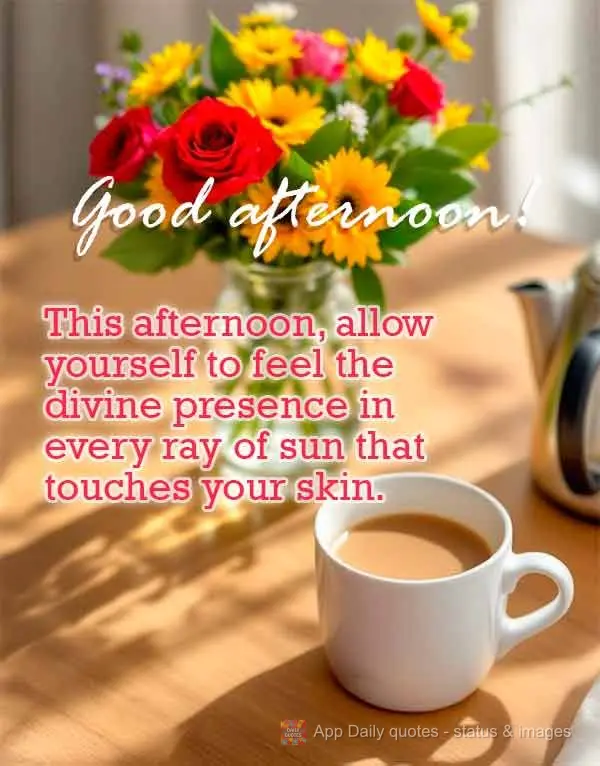 This afternoon, allow yourself to feel the divine presence in every ray of sun that touches your skin. Good afternoon! 