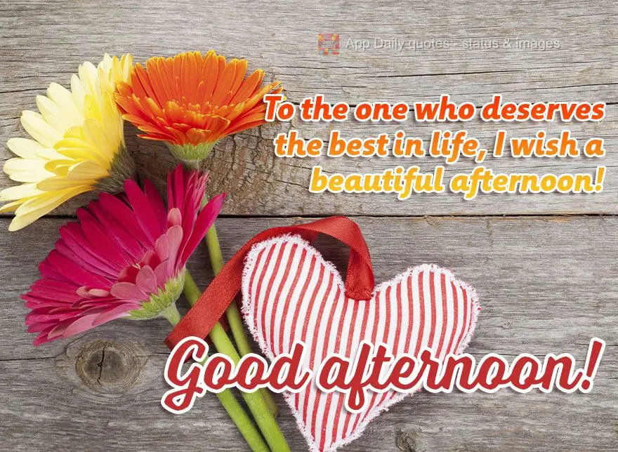 To the one who deserves only the best in life, I wish you a beautiful afternoon! Good afternoon!