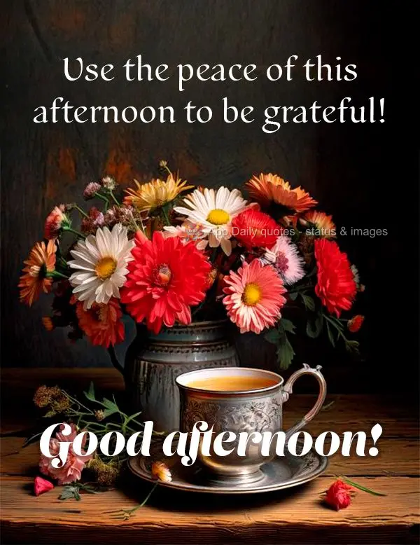 Use the peace of this afternoon to be grateful! Good afternoon!