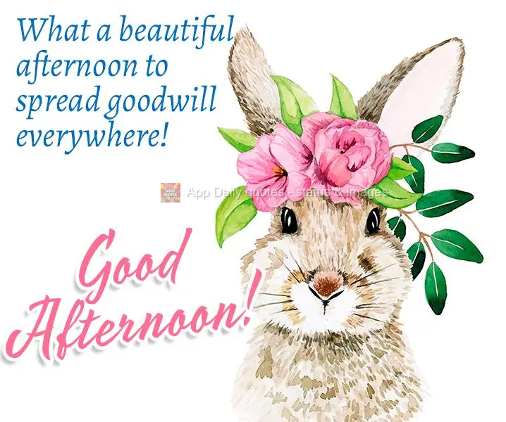 What a beautiful afternoon to spread goodwill everywhere! Good afternoon!