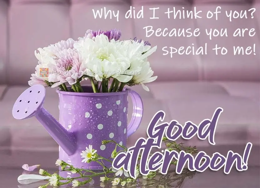 Why did I think of you? Because you are special to me!  Good afternoon! 