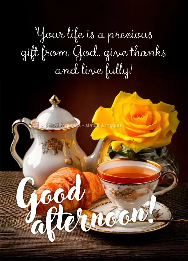 Your life is a precious gift from God, give thanks and live fully! Good afternoon!
