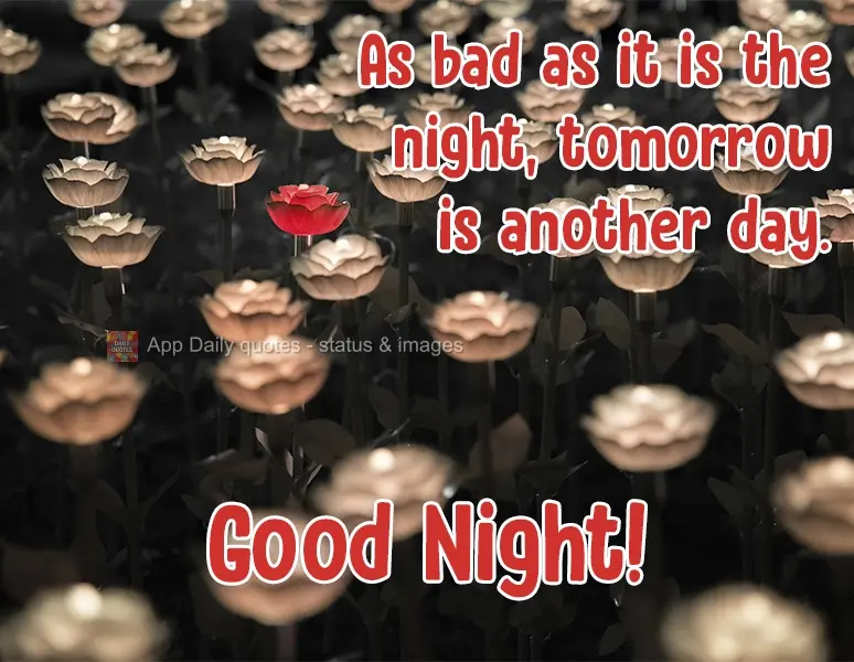 As bad as the night may be, tomorrow is another day. Good Night!