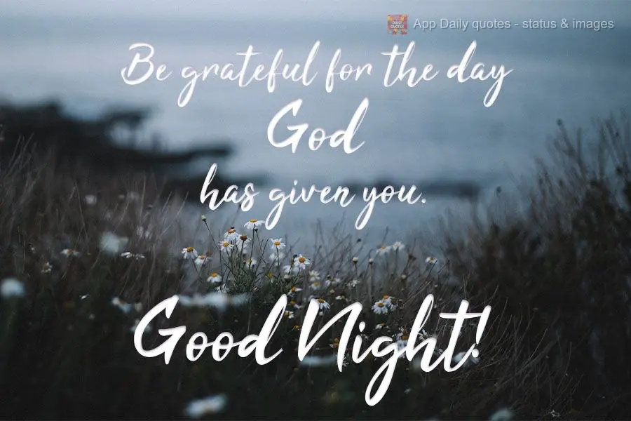 Be grateful for the day God has given you. Good Night!