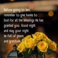 Before going to bed, remember to give hanks to God for all the blessings He has granted you. Good night and may your night be full of peace and gratitude...