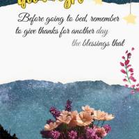 Before going to bed, remember to give thanks for another day of life and for all the blessings that you've received. Gratitude is the path to a full and ...