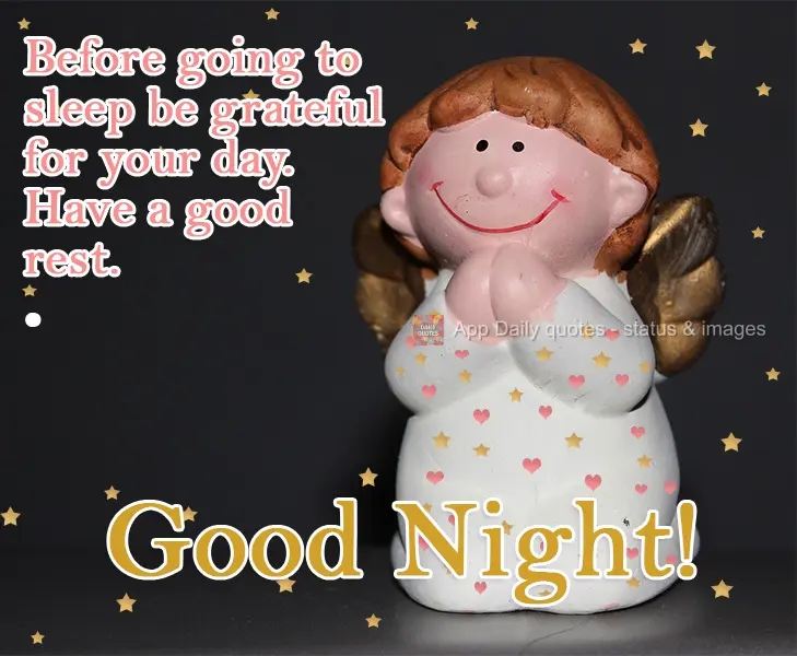 Before going to sleep be grateful for your day. Have a good rest. Good Night!