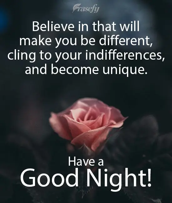 Believe in what sets you apart, cling to your differences, and become unique. Have a Good Night!