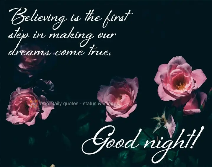 Believing is the first step in making our dreams come true. Good night!