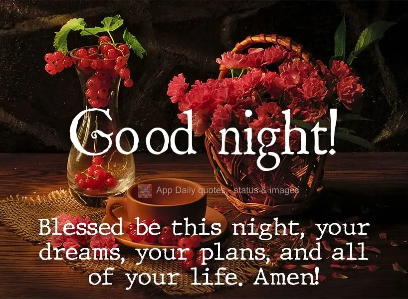 Blessed be this night, your dreams, your plans, and your whole life. Amen! Good night!