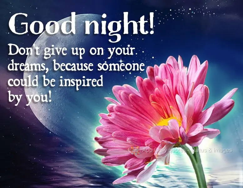 Don't give up on your dreams, because someone could be inspired by you! Good night!