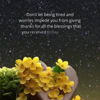 Don't let being tired and worries impede you from giving thanks for all the blessings that you received today. Use the night to reflect on them and rest ...