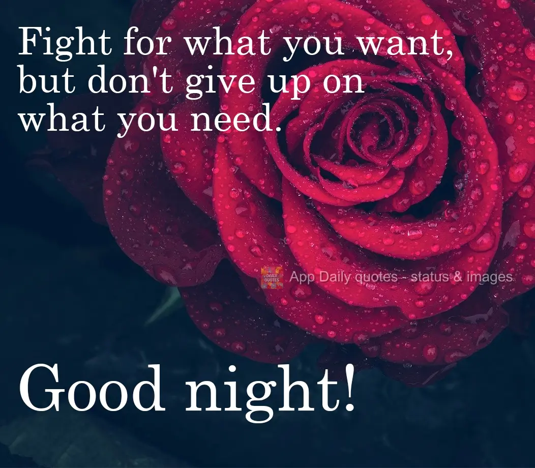 Fight for what you want, but don't let go of what you need.  Good Night!
