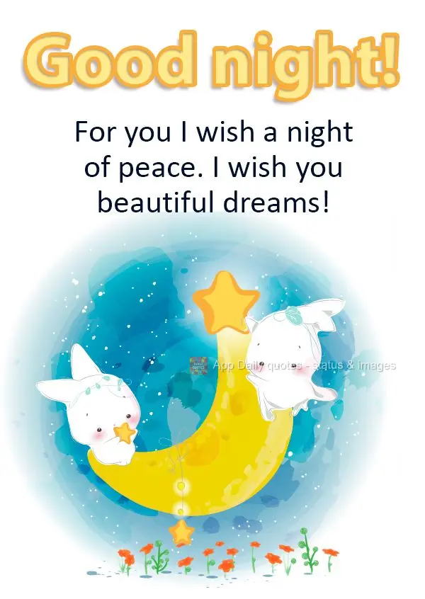 For you I wish a night of peace. I wish you beautiful dreams! Good night!