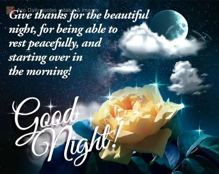 Give thanks for the beautiful night, for being able to rest peacefully, and starting over in the morning! Good night!