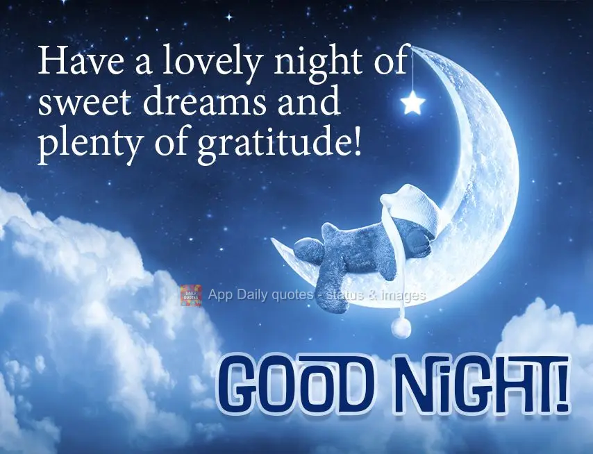 Have a lovely night of sweet dreams and plenty of gratitude! Good night!