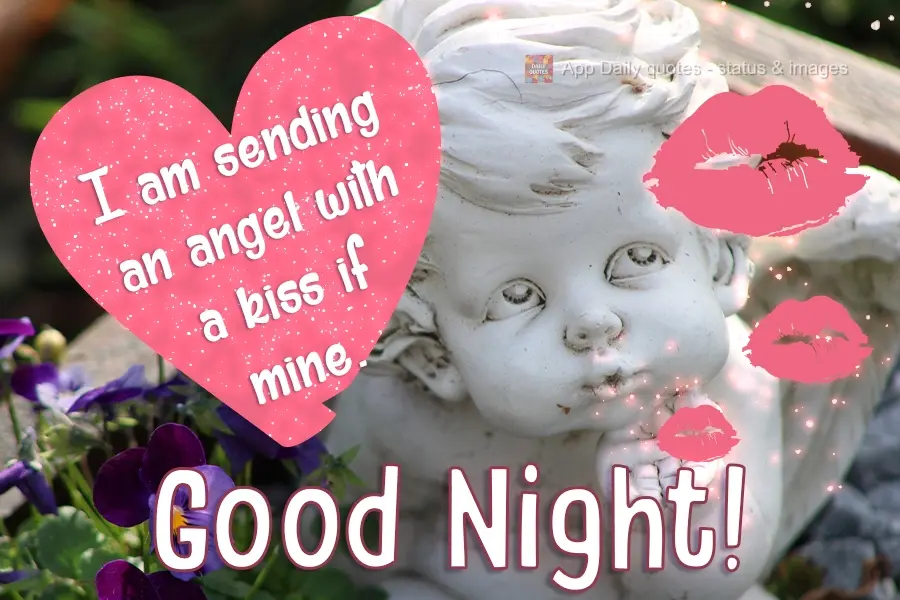 I am sending an angel with a kiss of mine. Good Night!