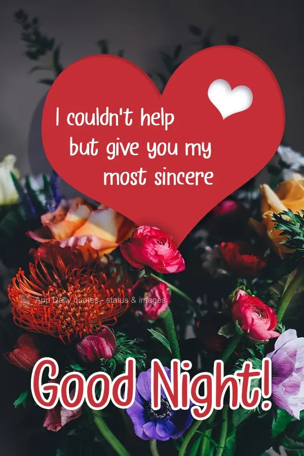 I couldn't help but give you my most sincere Good Night!