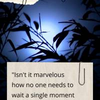"Isn't it marvelous how no one needs to wait a single moment before beginning to better the world." Good night! Anne Frank