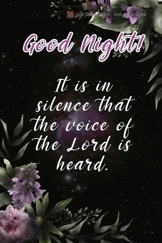 It is in silence that the voice of the Lord is heard. Good Night!
