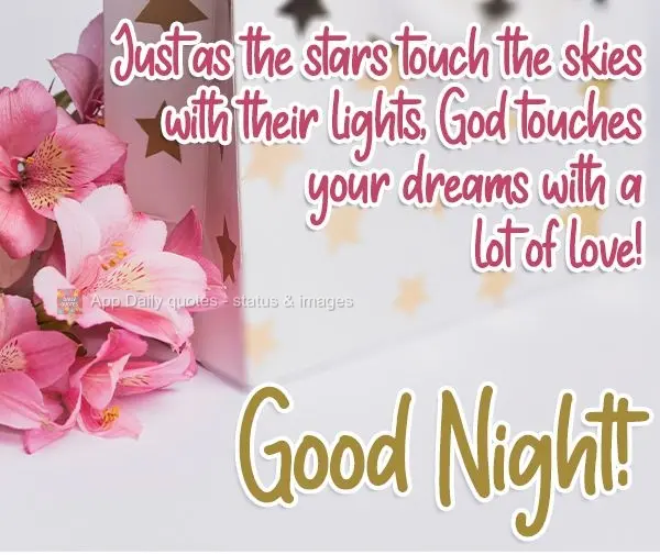 Just as the stars touch the skies with their lights, God touches your dreams with a lot of love! Good Night!